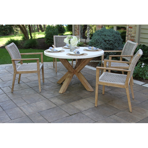 Outdoor Interiors Ivory Round 4 Person Outdoor Dining Set & Reviews